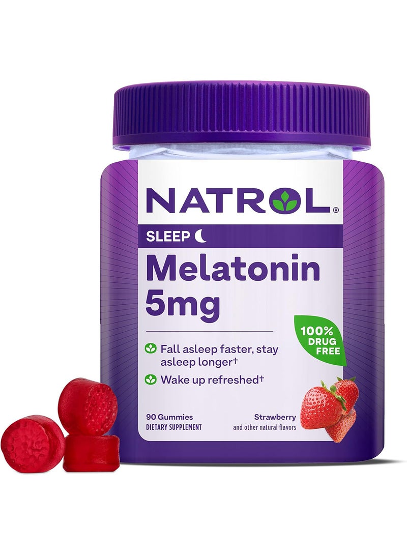 Natrol Melatonin Sleep, Strawberry, 5mg - 90 Gummies, Packaging May Vary - Image 1